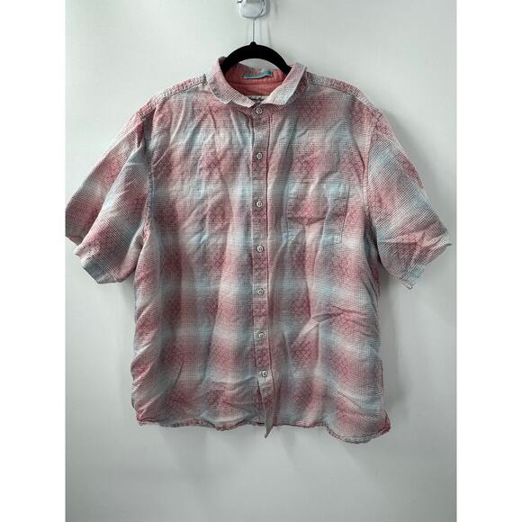 Tommy Bahama Men's Ravenna Plaid Short Sleeve Linen Blend Shirt Blue & Red Sz XL - Picture 1 of 6